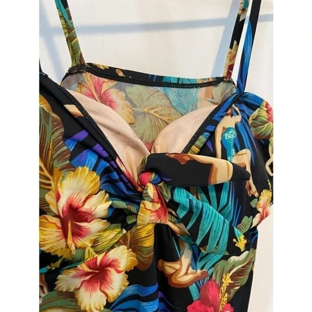Kathy Ireland Vintage Women's Size Medium Pin Up Tropical One-Piece Bathing Suit
